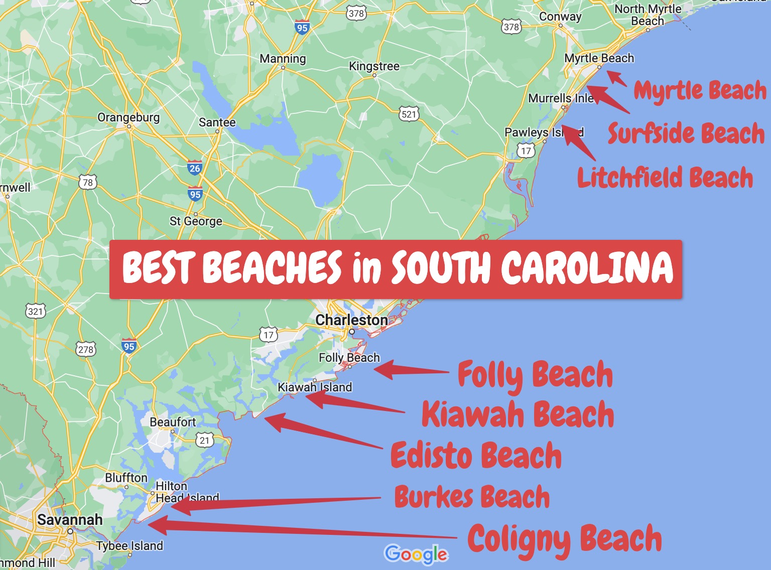 Las mejores playas de Carolina del Sur MAPA